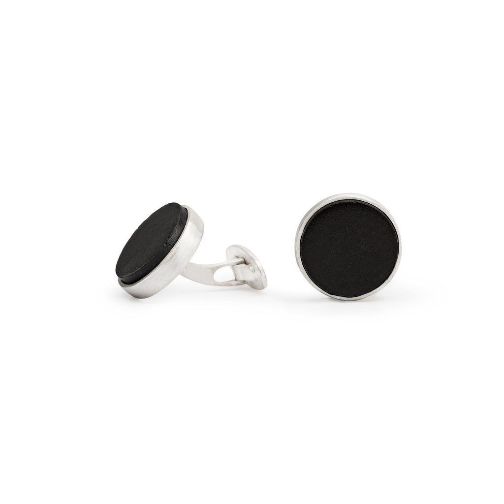 AIRPORT Black Tile Silver Cufflinks