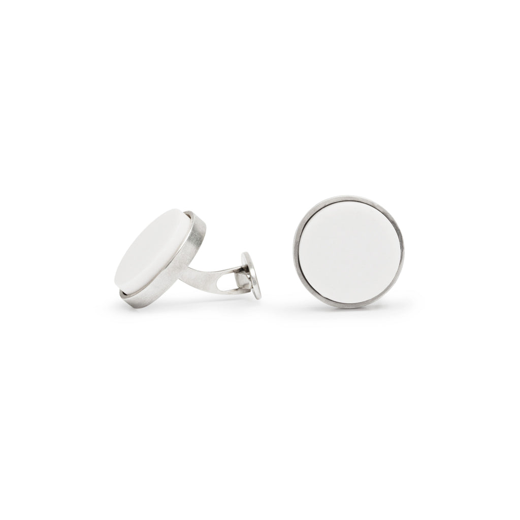 AIRPORT White Tile Silver Cufflinks