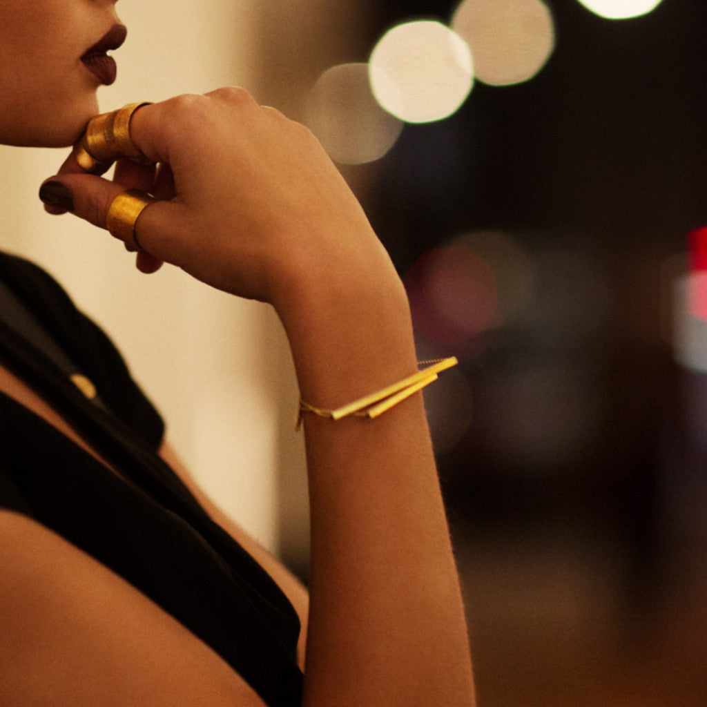 LESS IS MORE Square Tube Gold Plated Bracelet