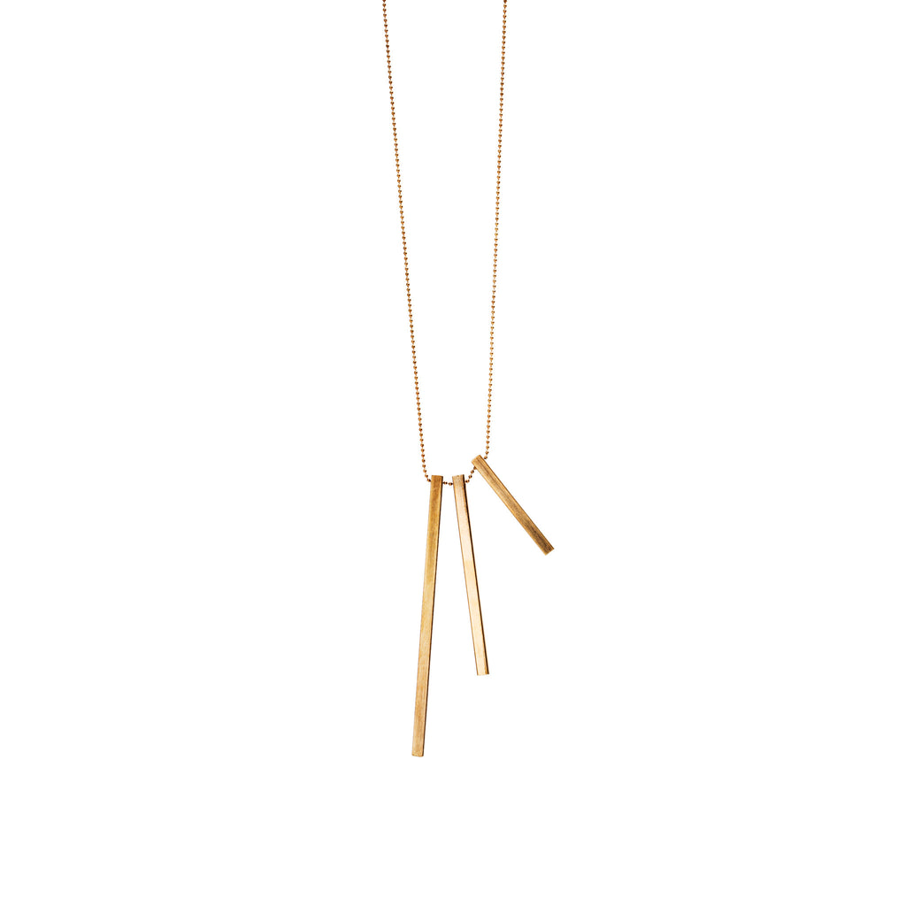 LESS IS MORE 3 + 5 + 87Square Tube Gold Plated Necklace