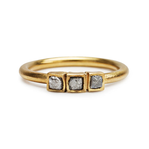 RAW 3 Diamond 18 K Gold Ring