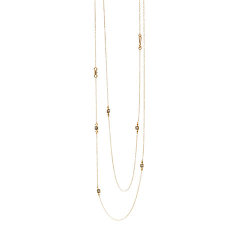 LESS IS MORE 3 + 5 + 87Square Tube Gold Plated Necklace