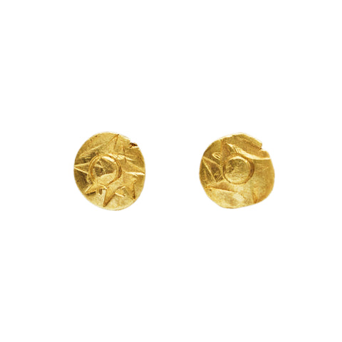 RA Oval Printed Pure 24 K Gold Earrings