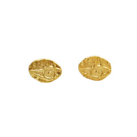 RA Round Printed Pure 24 K Gold Earrings