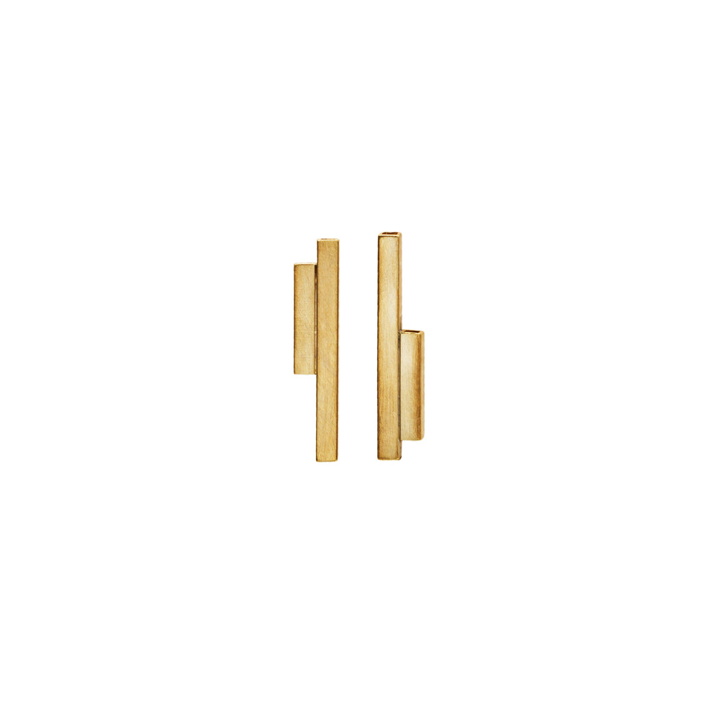 LESS IS MORE 1,5 + 3 Square Tube Gold Plated Earrings