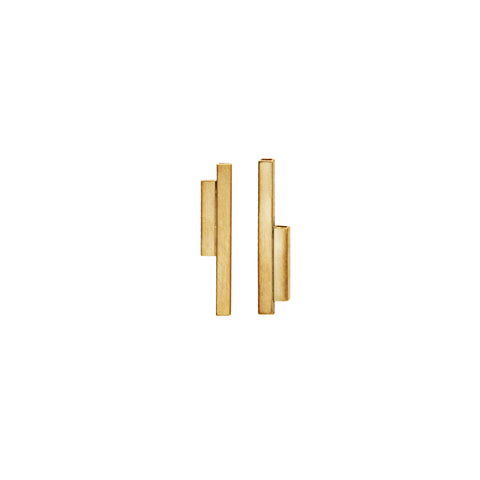 LESS IS MORE 1,5 + 3 Square Tube 18 K Gold Earrings