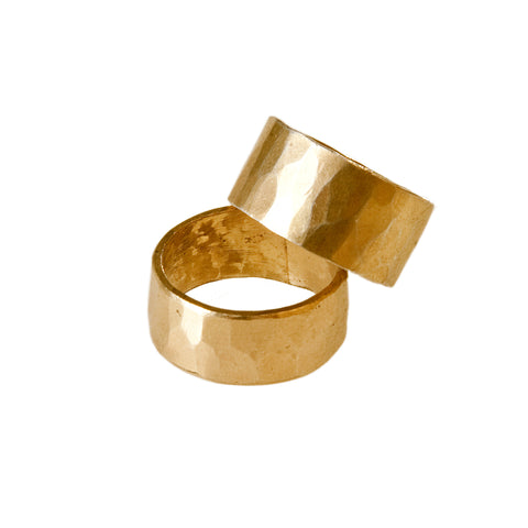 B.C Hammered Straight Gold Plated Ring