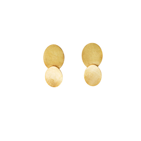 SIGNATURE ONE 3 Ovals 18 K Gold Earrings