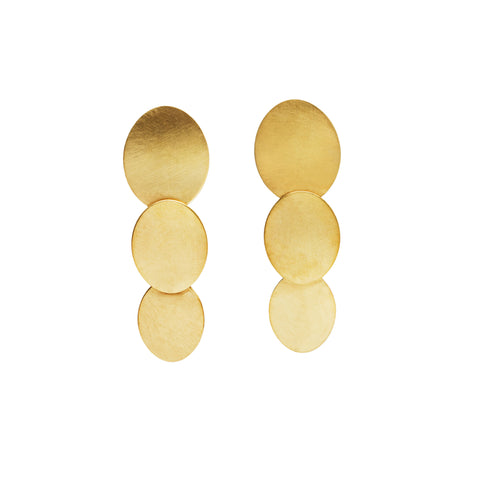 SIGNATURE ONE 3 Ovals 18 K Gold Earrings