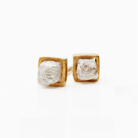 RAW L Diamond 18 K Gold Earrings